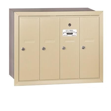 Salsbury Industries Salsbury Industries 3504SRU Vertical Mailbox - 4 Doors - Sandstone - Recessed Mounted - USPS Access 3504SRU